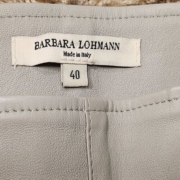 Barbara Lohmann Lamb Leather Pants Gray Side Zipper Women's Italian Size 40/US10 - Picture 6 of 11
